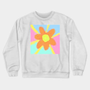 Pink blue orange flower watercolor art Crewneck Sweatshirt